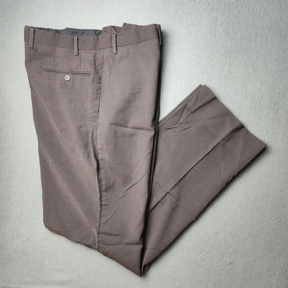 John Varvatos Pants Mens 38x32 Regular Brown Wool Blend Dress Slacks Classic Fit